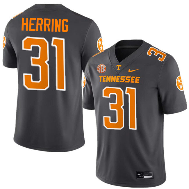 #31 Caleb Herring UT Vols Jerseys,Tennessee Volunteers College Football Jerseys Stitched-Smoke Grey